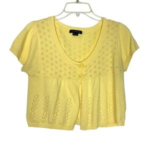 My Michelle Yellow Cropped Cardigan